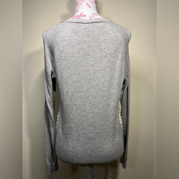 Ann Taylor Grey Cream Textured Wool Sweater size S - Picture 6 of 8
